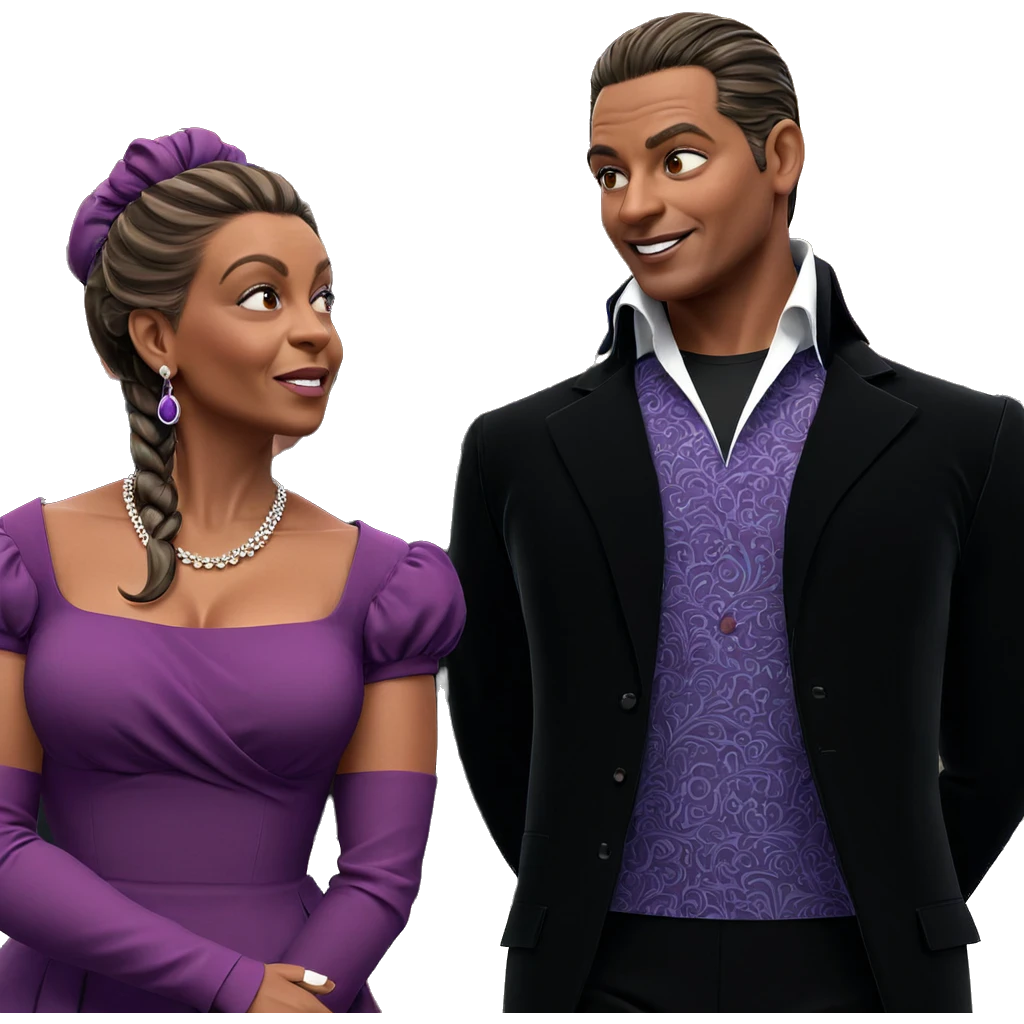 formal couple in purple attire emoji