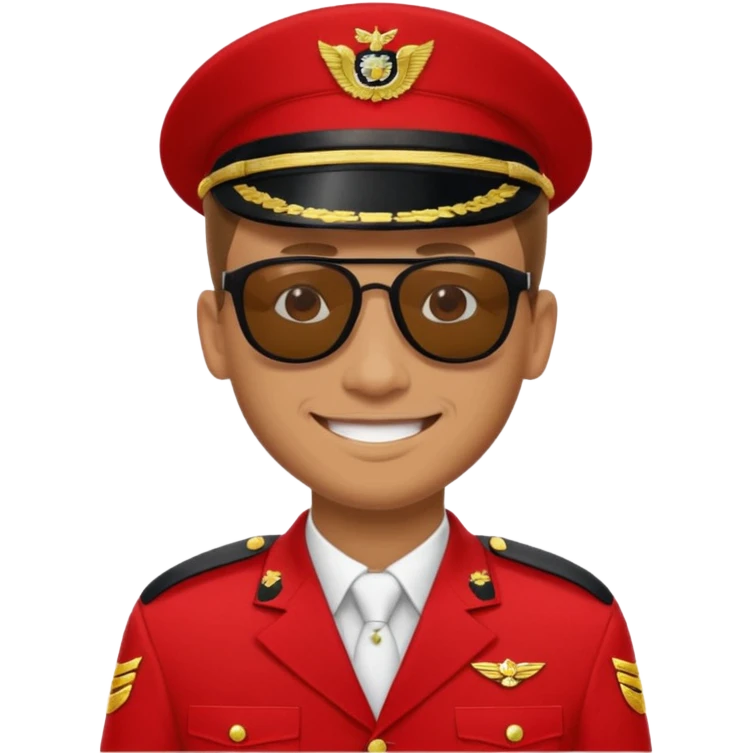 Smiling military man with sunglasses in red uniform emoji