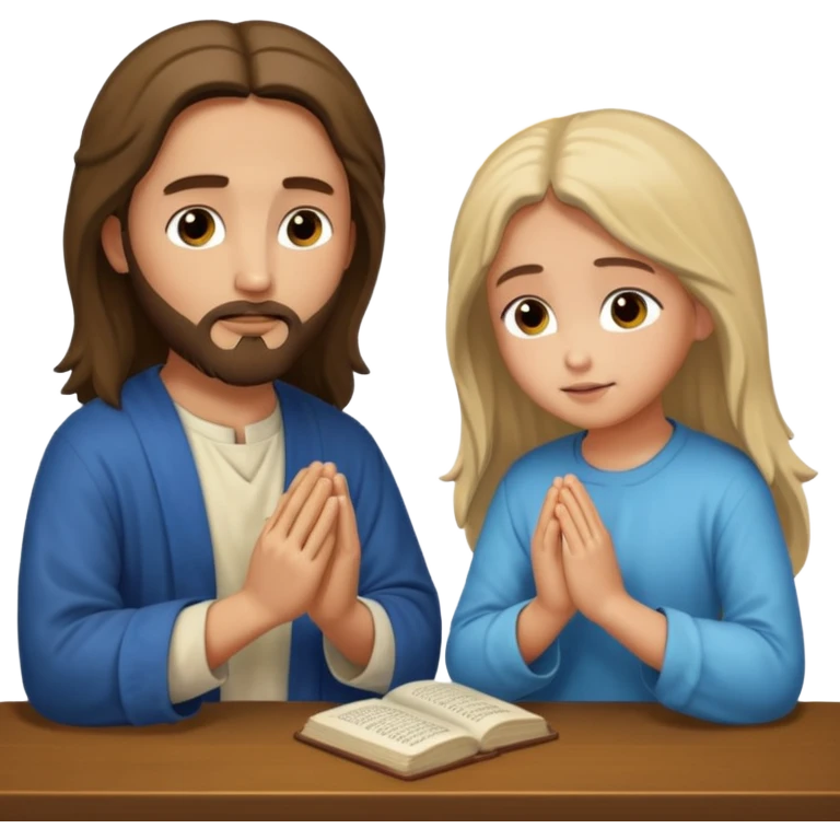 jesus en la mesa orando con una adolescente emoji