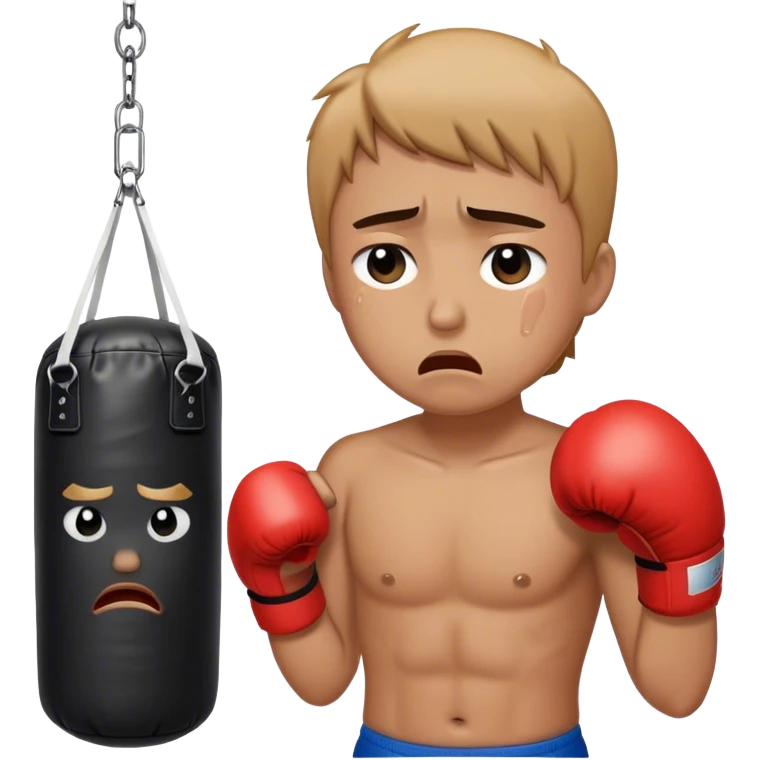 Sad Crying punching bag emoji