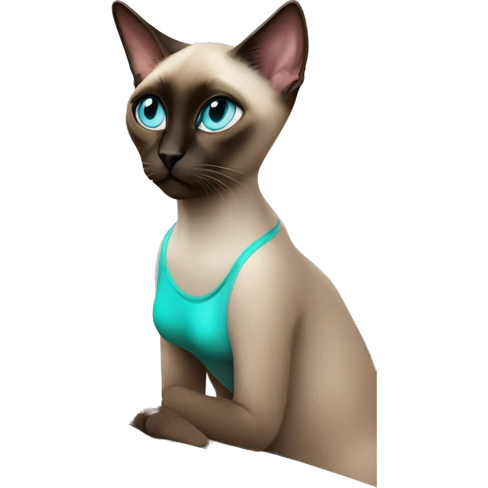 Siamese cat with aqua blue eyes curled up next to her milano 5nac hair colored human woman who has green eyes as they watch tv on a rose gold macbook emoji