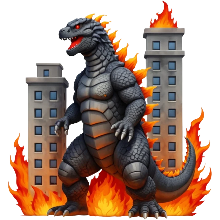 fire and building godzilla emoji