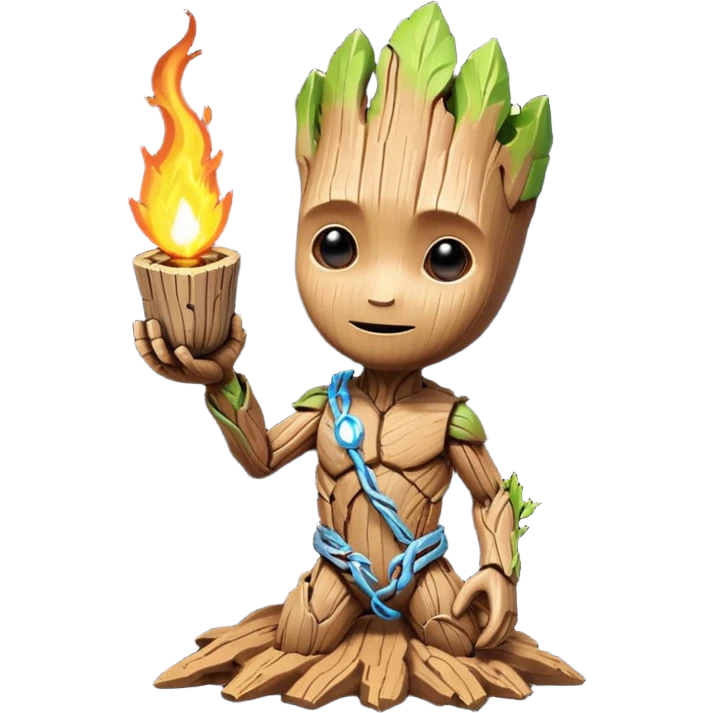 baby-groot with a hearth emoji
