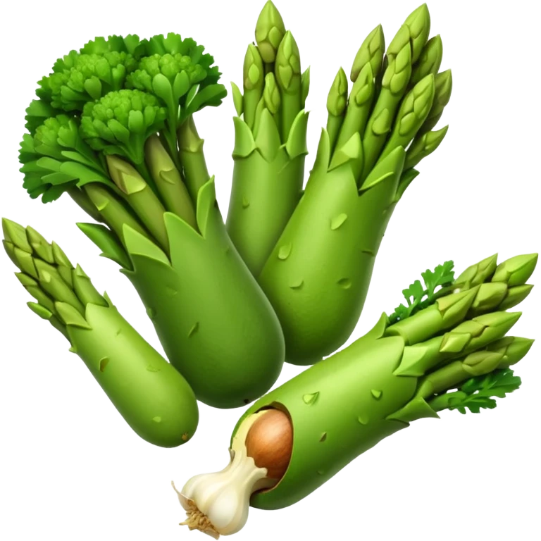 asparagus,avocado, broccoli, garlic emoji