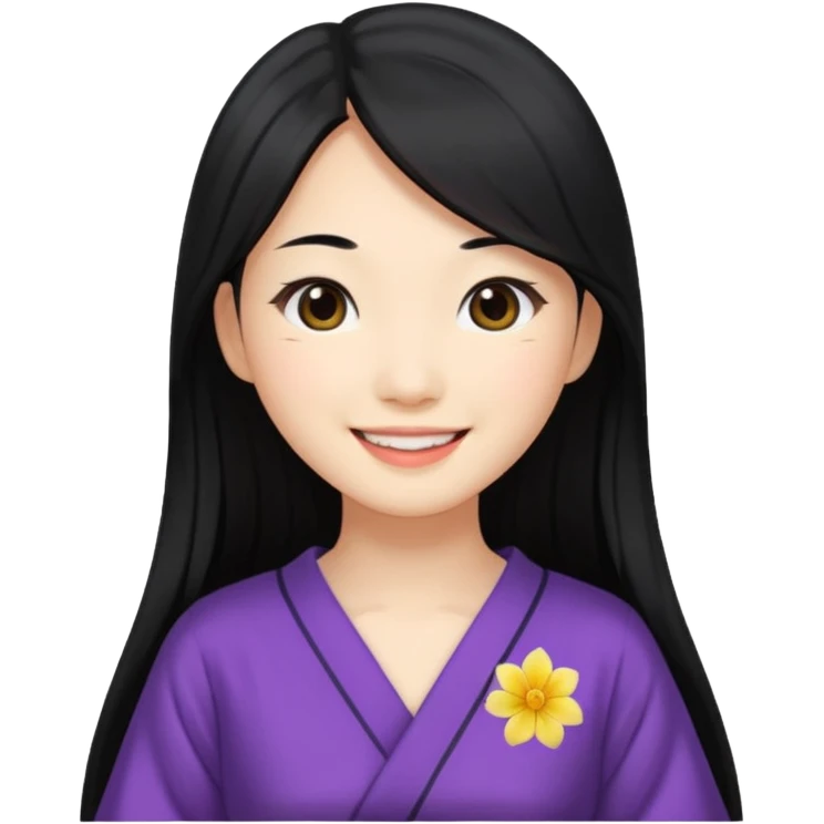 Asian women from japan wearing a dress with black long hair emoji