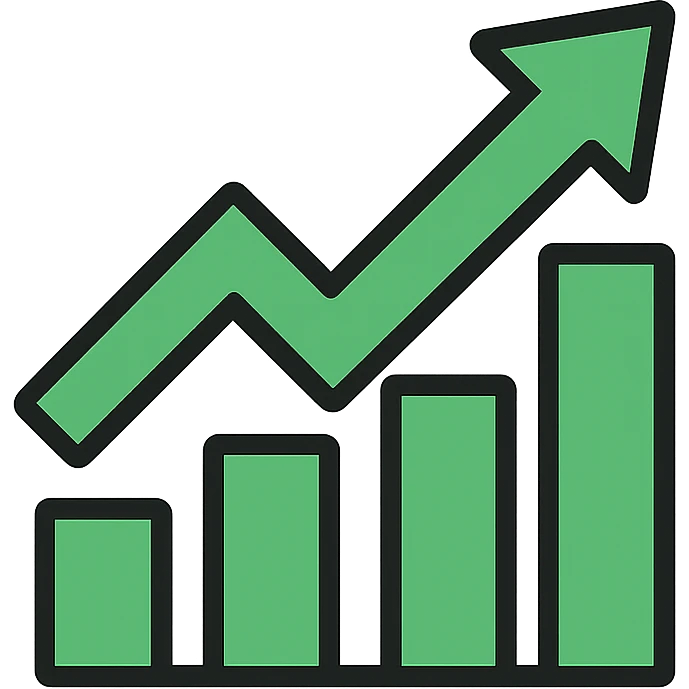 growth arrow, modern icon style, upward movement, clean lines, green color emoji