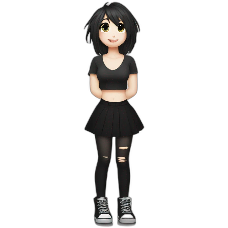 curvy emo girl sits on the floor straight view hands up black skirt белые трусики emoji
