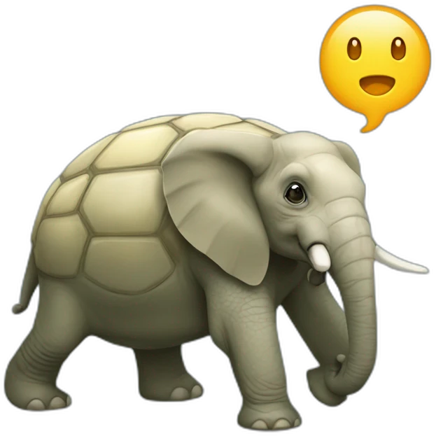 Un éléphant sur une tortue emoji