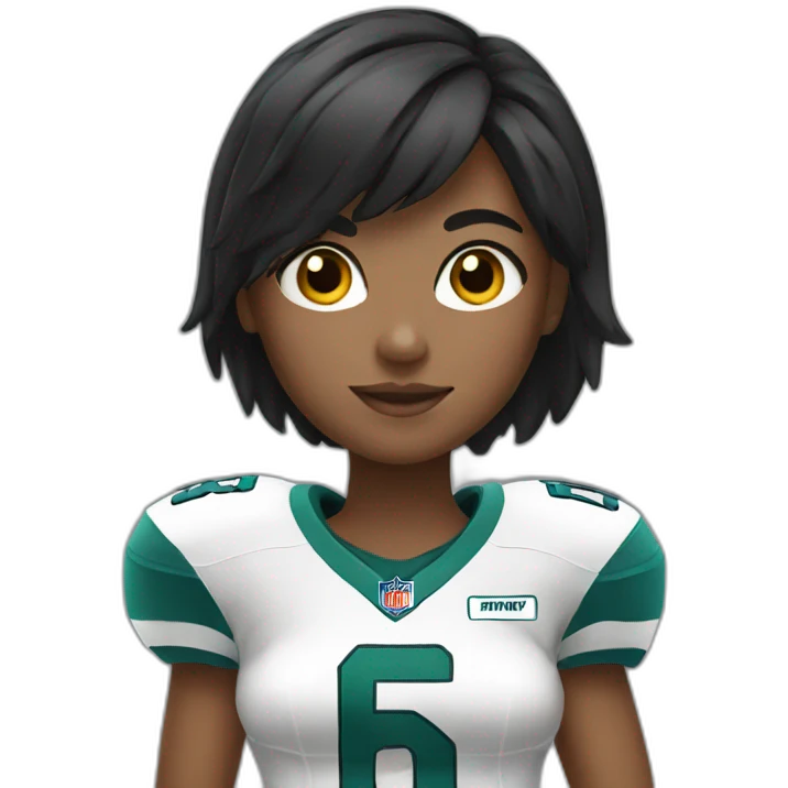 Girl with blond black hair wearing football uniforms emoji