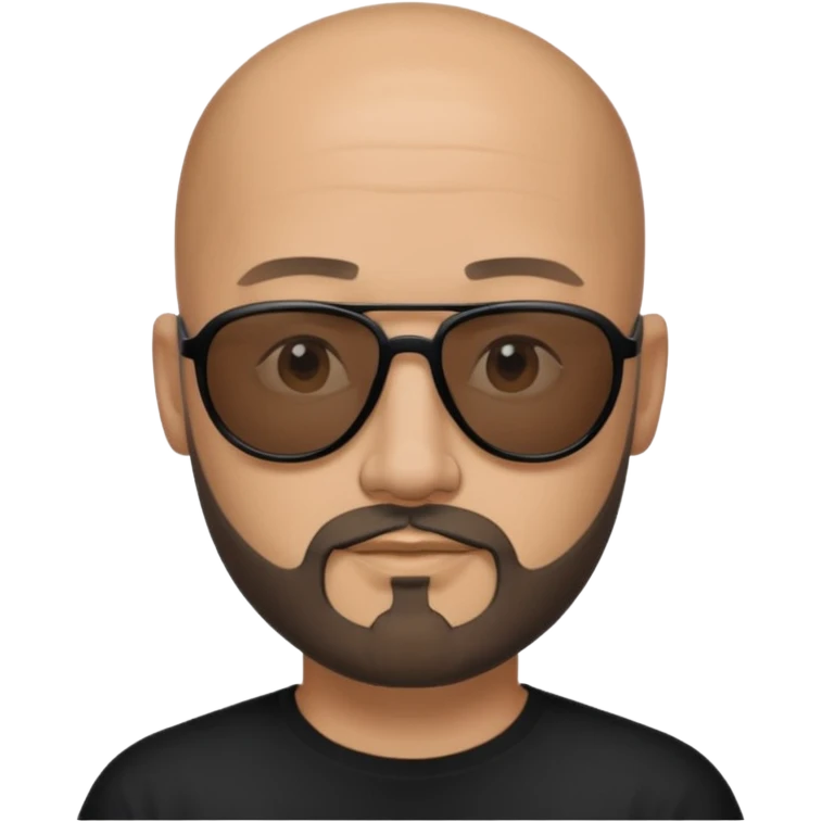 Bald man, wearing black fashion sunglasses, goatee beard emoji