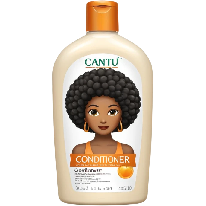 Bottle of Cantu  Conditioner. The label on the bottle should have a picture of a black woman with afro.  emoji
