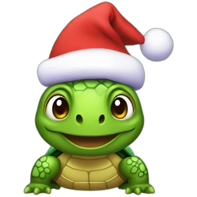the twitch turtle huh emote with a christmas hat on emoji