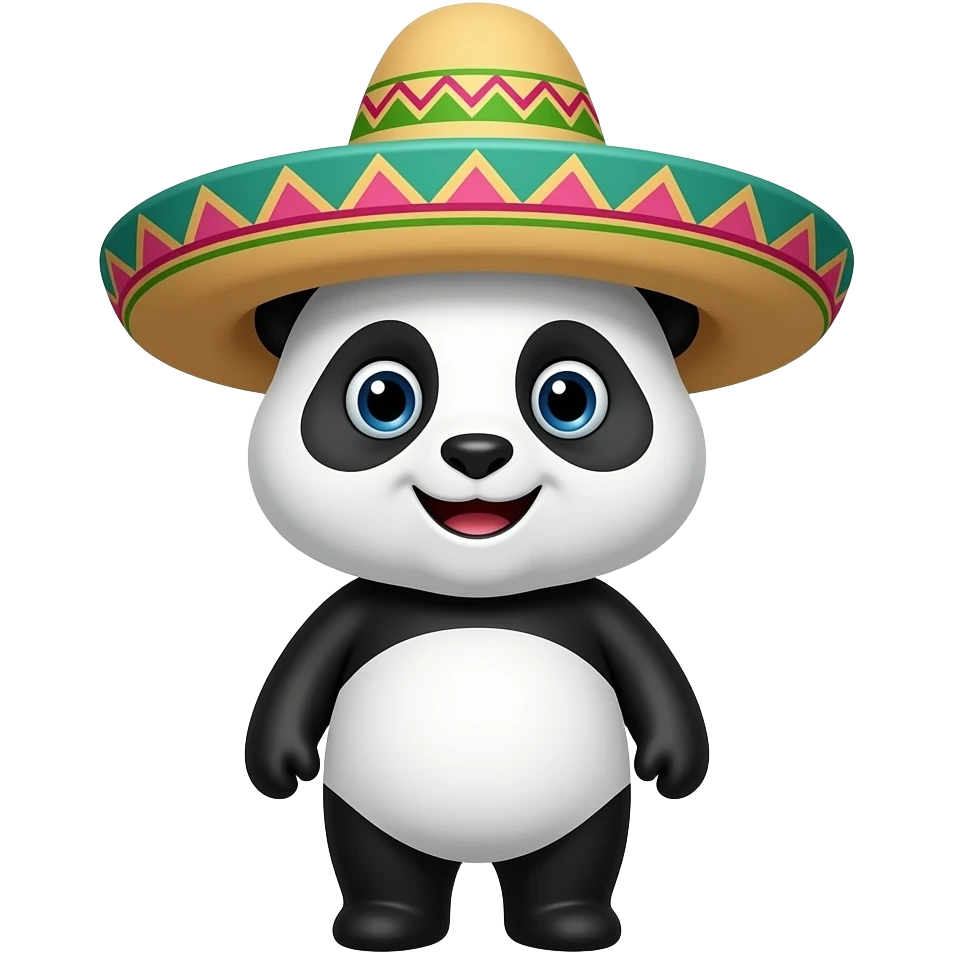Happy panda with a Mexican sombrero emoji