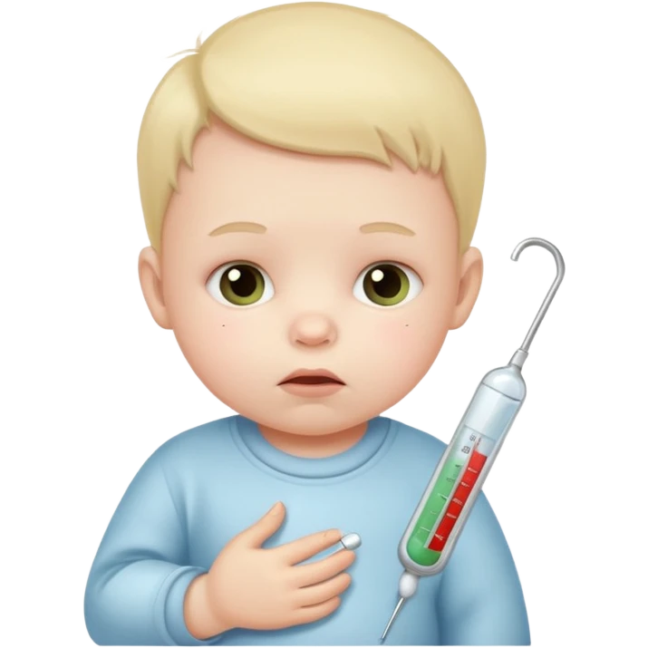 sick baby with a thermometer emoji