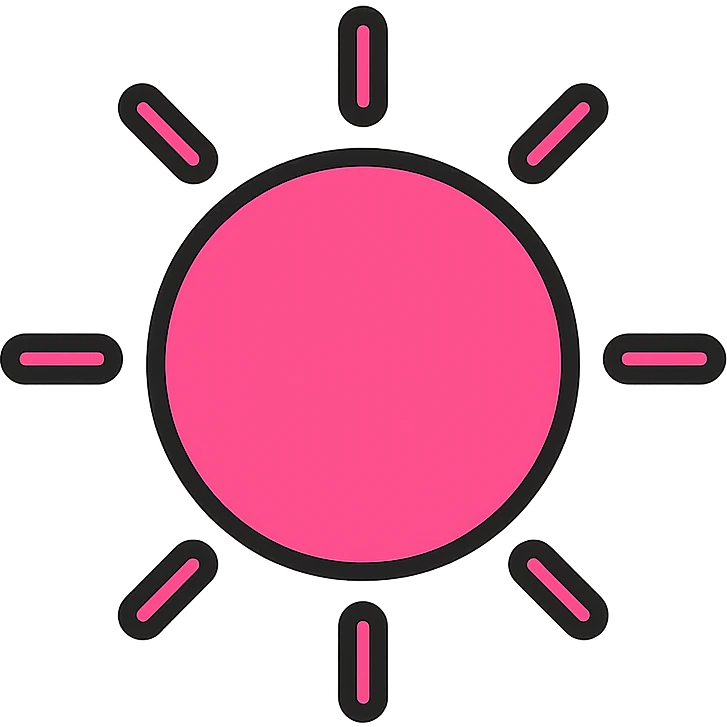 simple pink sun icon with color outline emoji