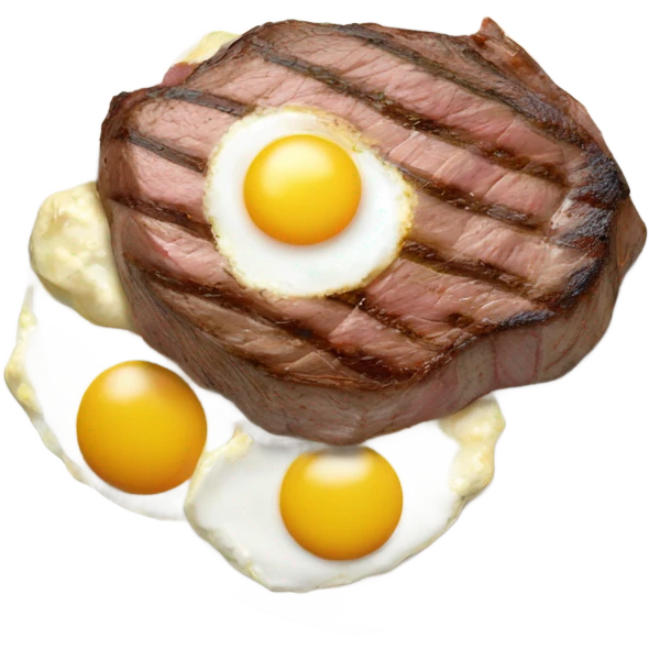 Steak and sunny side up eggs emoji