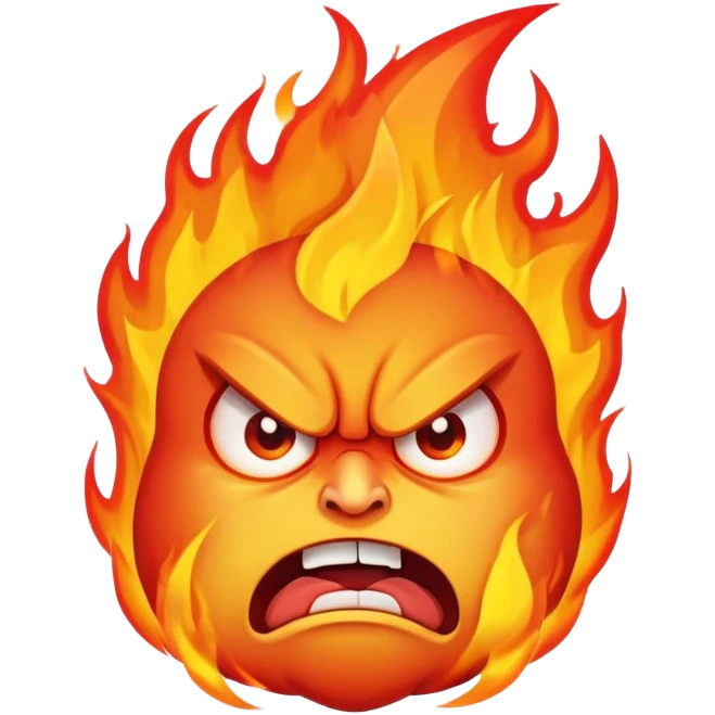 angry face on fire emoji