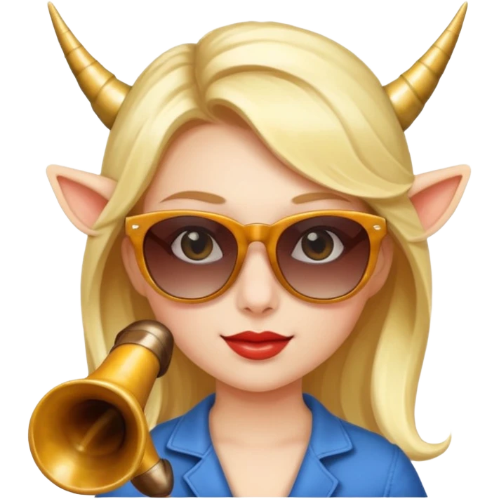 a girl wearing sunglasses and horn emoji