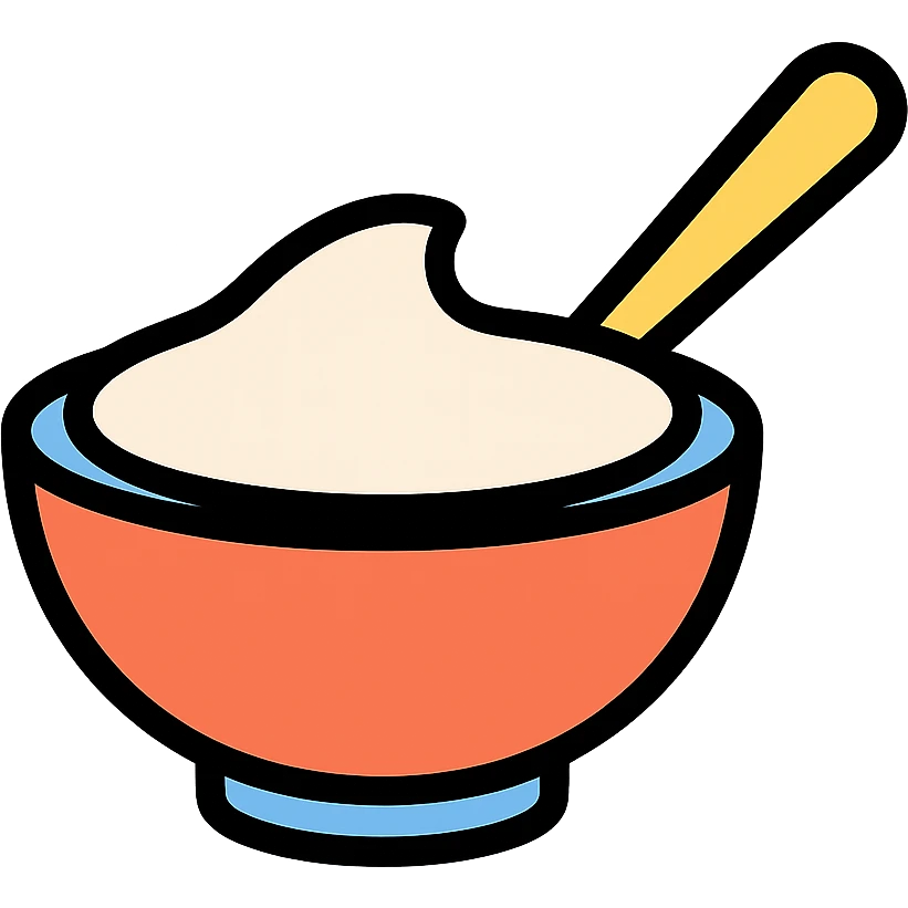 a bowl of yogurt with a spoon, minimal style, simple and clear design emoji