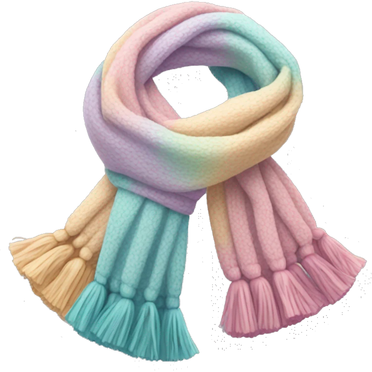 Scarf: pastel colors, with a cozy texture, and tassels on the ends of the scarf. emoji