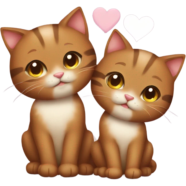 Cute brown cats in love emoji