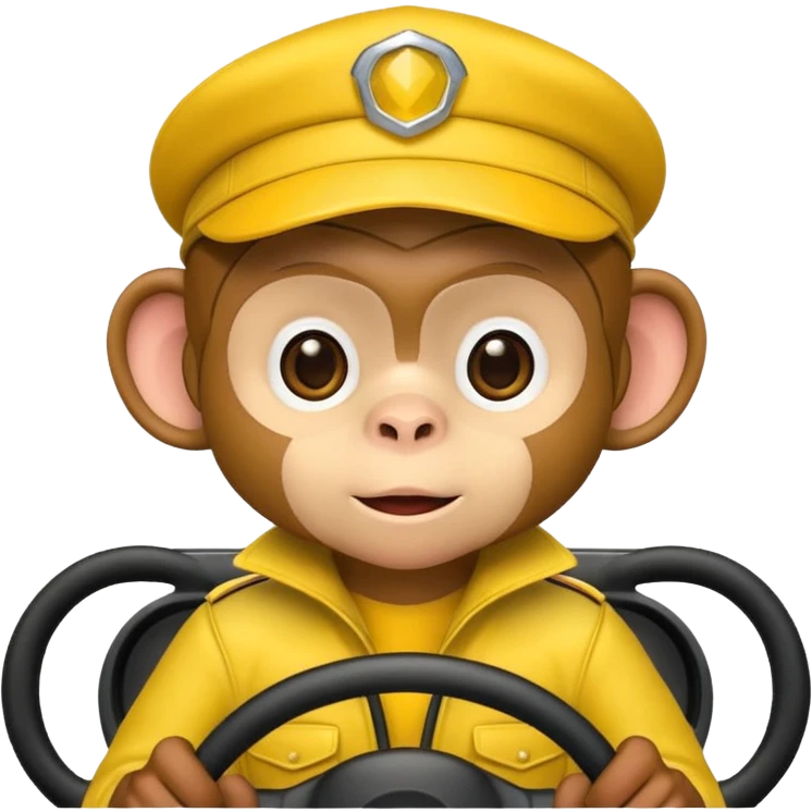 cute monkey driver with yellow driver hat emoji