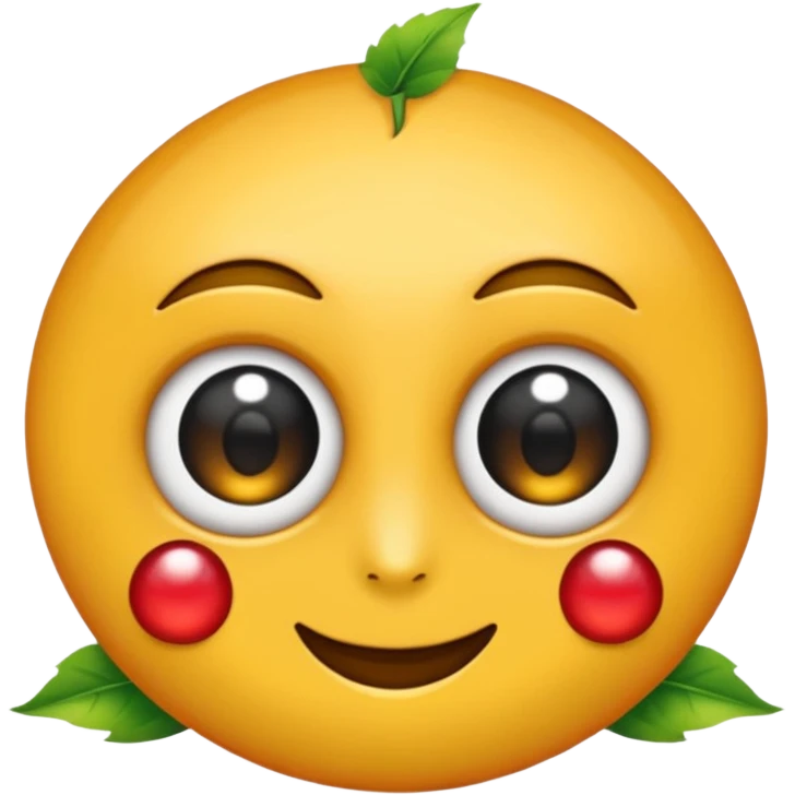 emoji, feuille d'érable couleur vermeille, deux yeux ronds noirs brillants emoji