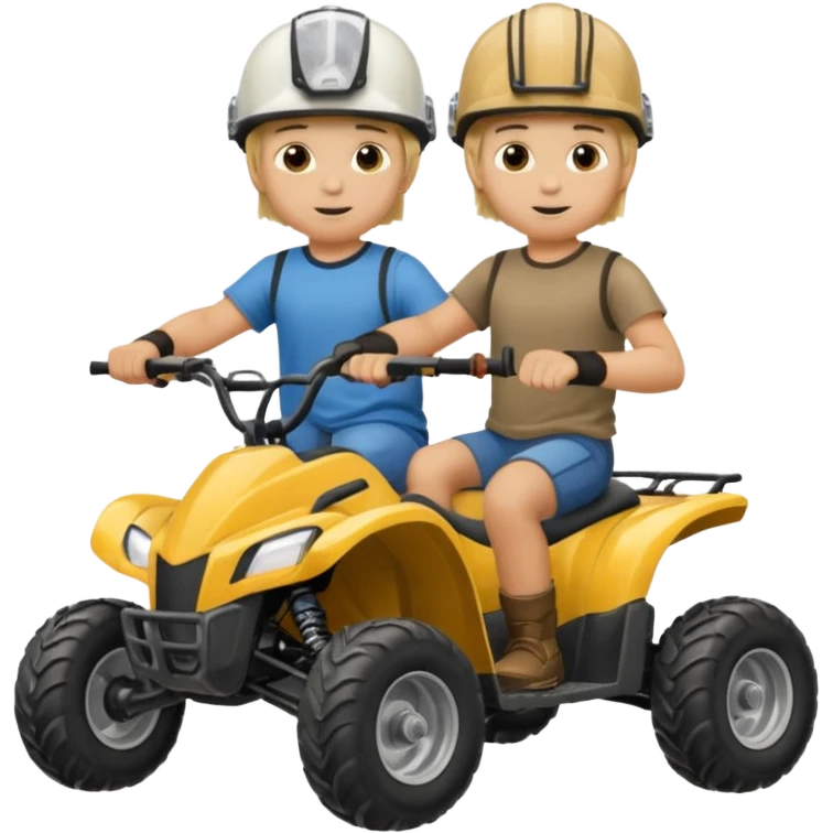 Can you make 2 blonde boys kids riding four wheelers emoji
