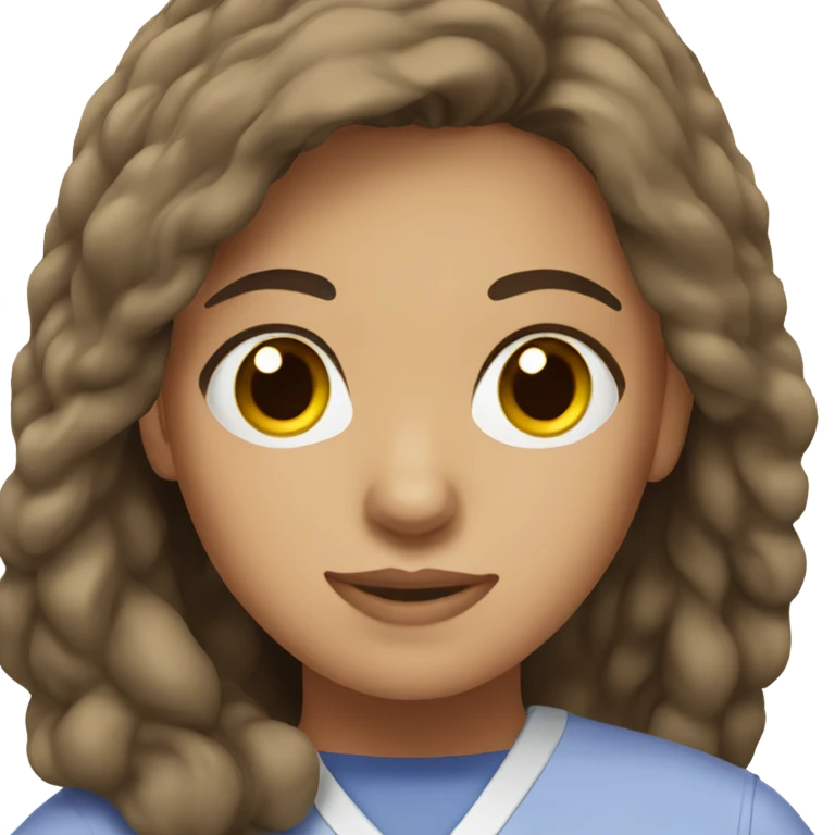 Brunette girl brown eyes wearing scrubs  emoji