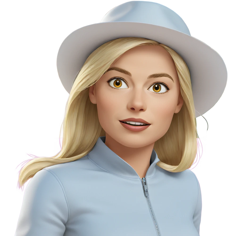 blonde girl in hat portrait emoji