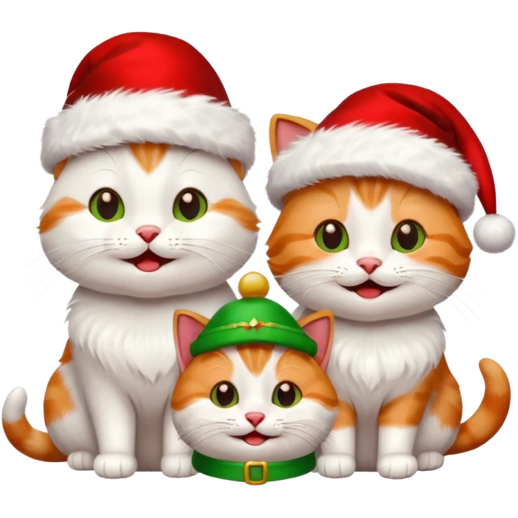 3 happy christmas cats emoji