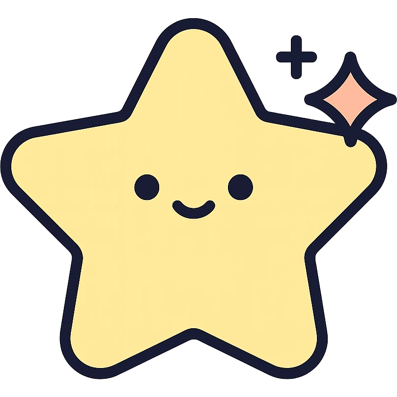 pastel colored minimal kawaii star with modern lines and slight sparkle emoji