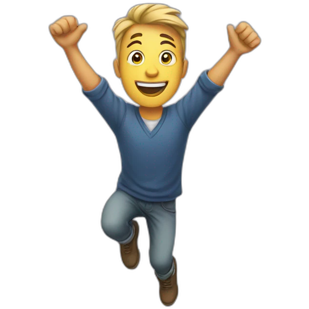 excited man with arms raised above head emoji