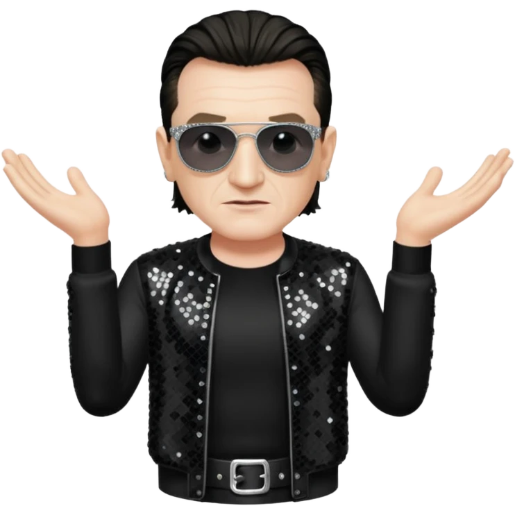 Bono with black sequin outfit emoji