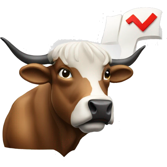 Stock market bull holding profit sign  emoji