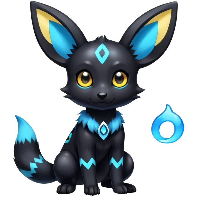 Exotic shiny rare epic cute umbreon-creature, full body, with random markings emoji