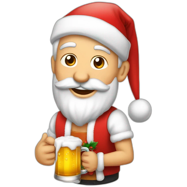 Père Noël qui boit de la bière avec des enfants emoji