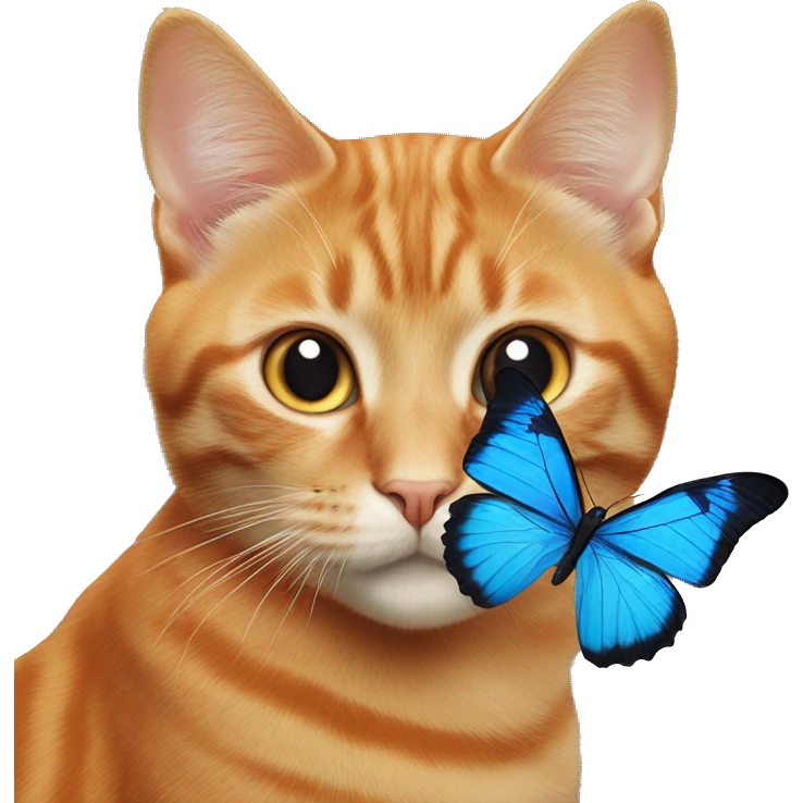 Orange cat with Blue butterfly on it’s nose  emoji