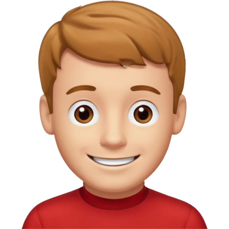 Murray Wiggle of The Wiggles with light skin, light brown hair, brown eyes, red skivvy shirt emoji