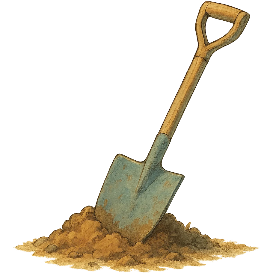 ghibli style shovel digging into soil emoji