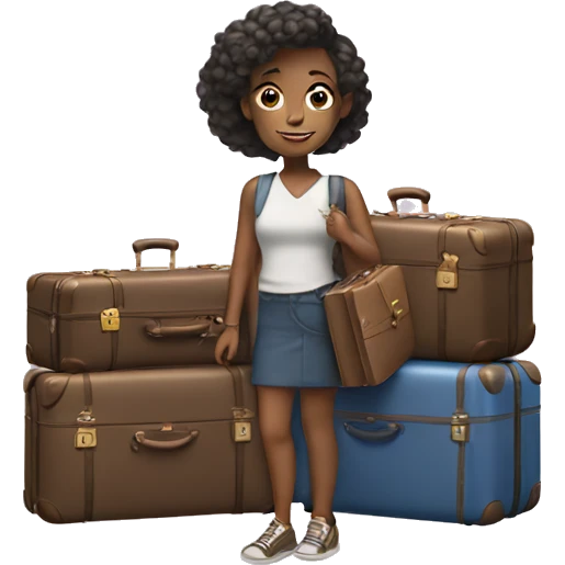 A girl with three big suitcases  emoji