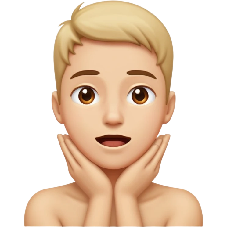 Arms crossed around neck while mouth open  emoji