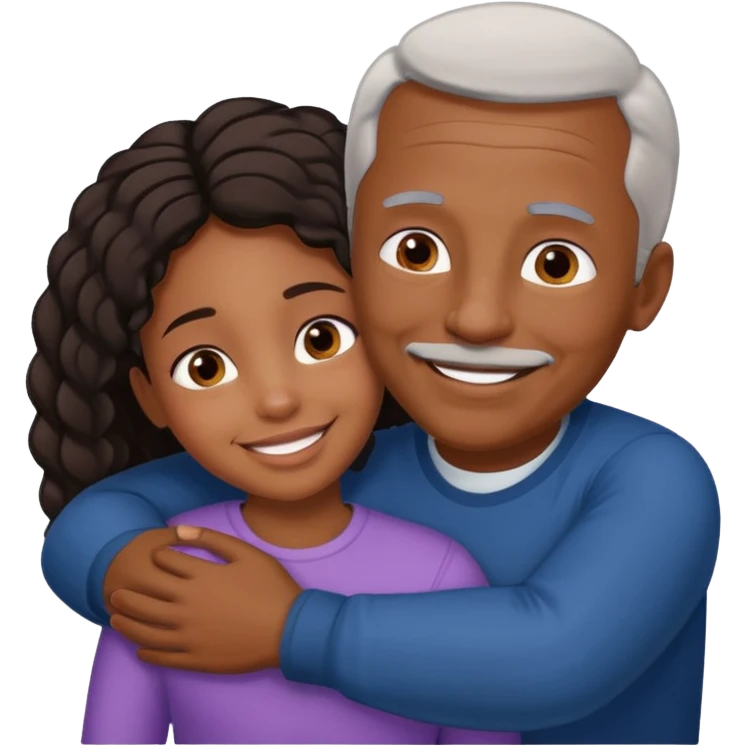 A black daughter hugging her white dad emoji