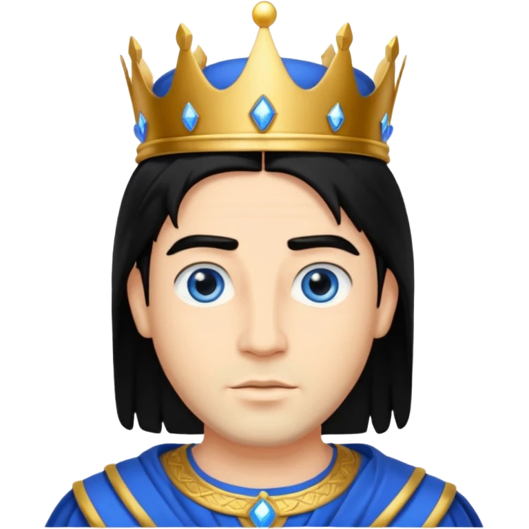 King Solomon with black hair, blue eyes emoji