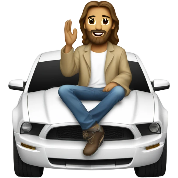 Jesus on in a ford mustang emoji