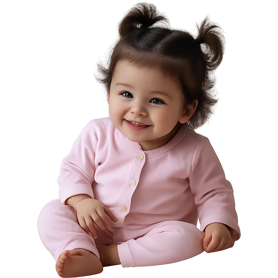 Remove the background, keep only the child in pink pajamas, realistic style, preserve transparency. emoji