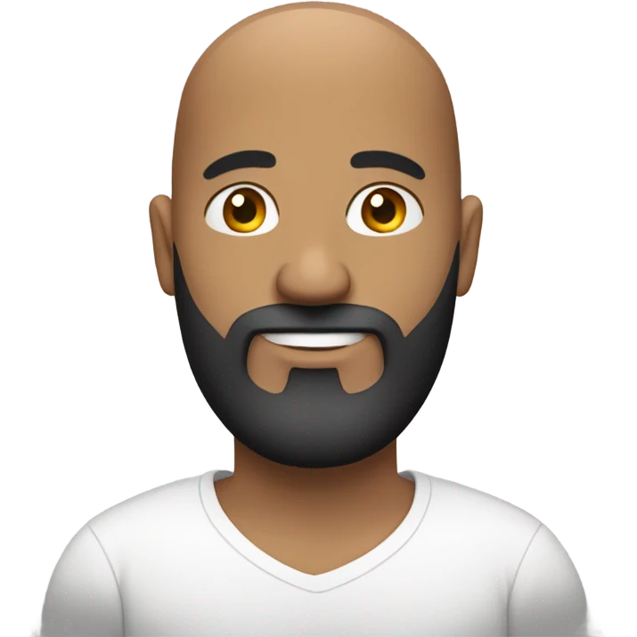 bald man in white shirt. His beard is black emoji