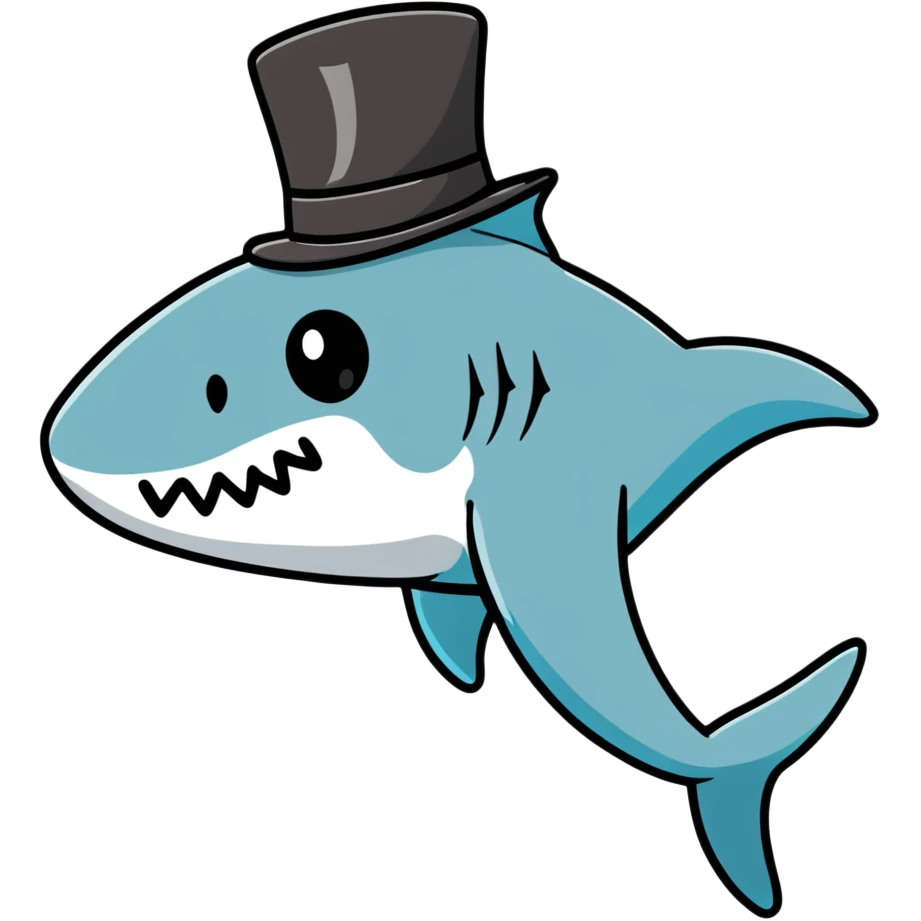 Shark with a top hat emoji