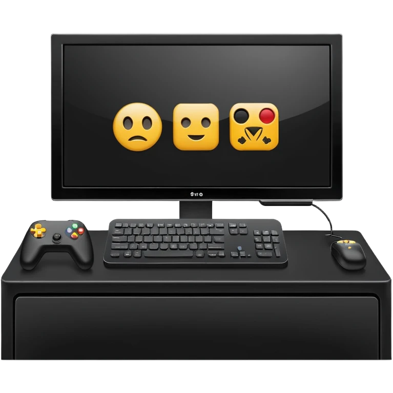 Gaming console on desk with tv emoji