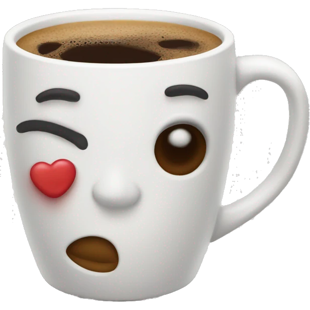 coffee in a mug with a kiss mark on it emoji
